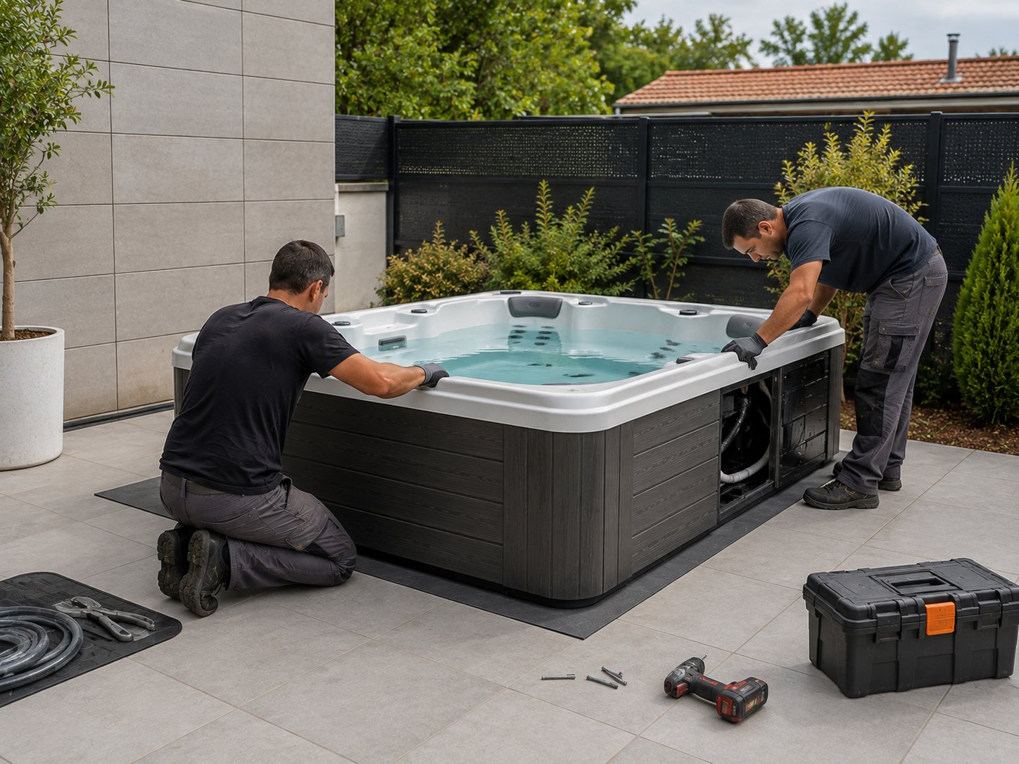 Instalación spa jardín