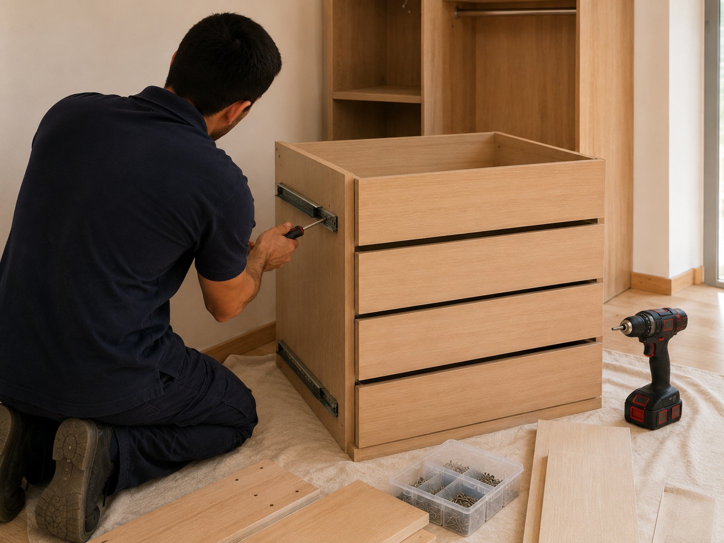 Montaje de cajonera en kit