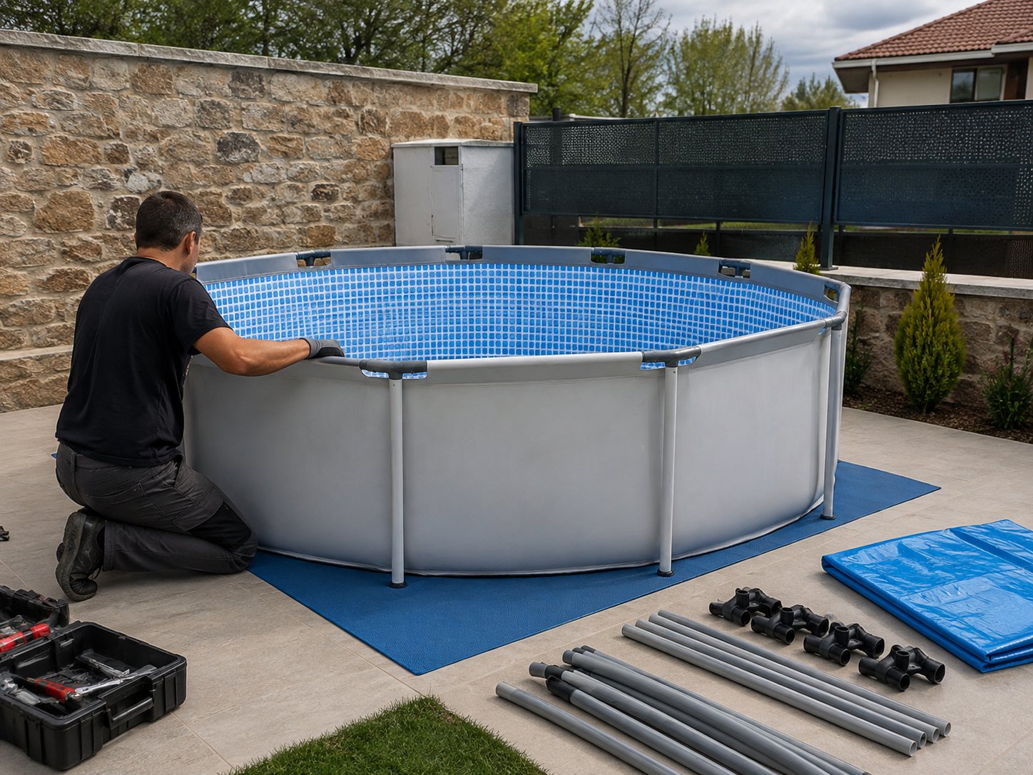Instalación piscina desmontable acero hasta 3 m